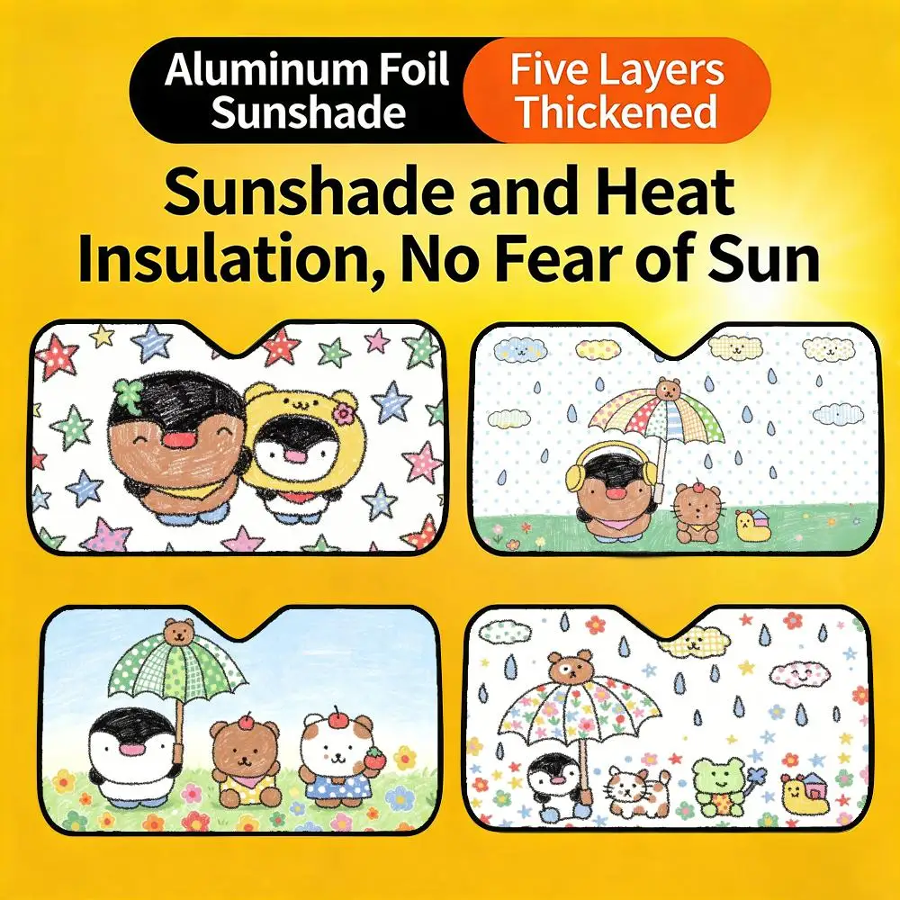 

1A-Tomatobearo Sun Visor Cute and Funny Car Sunshade, Personalized UV-Resistant Front Windshield Sun Visor Cover