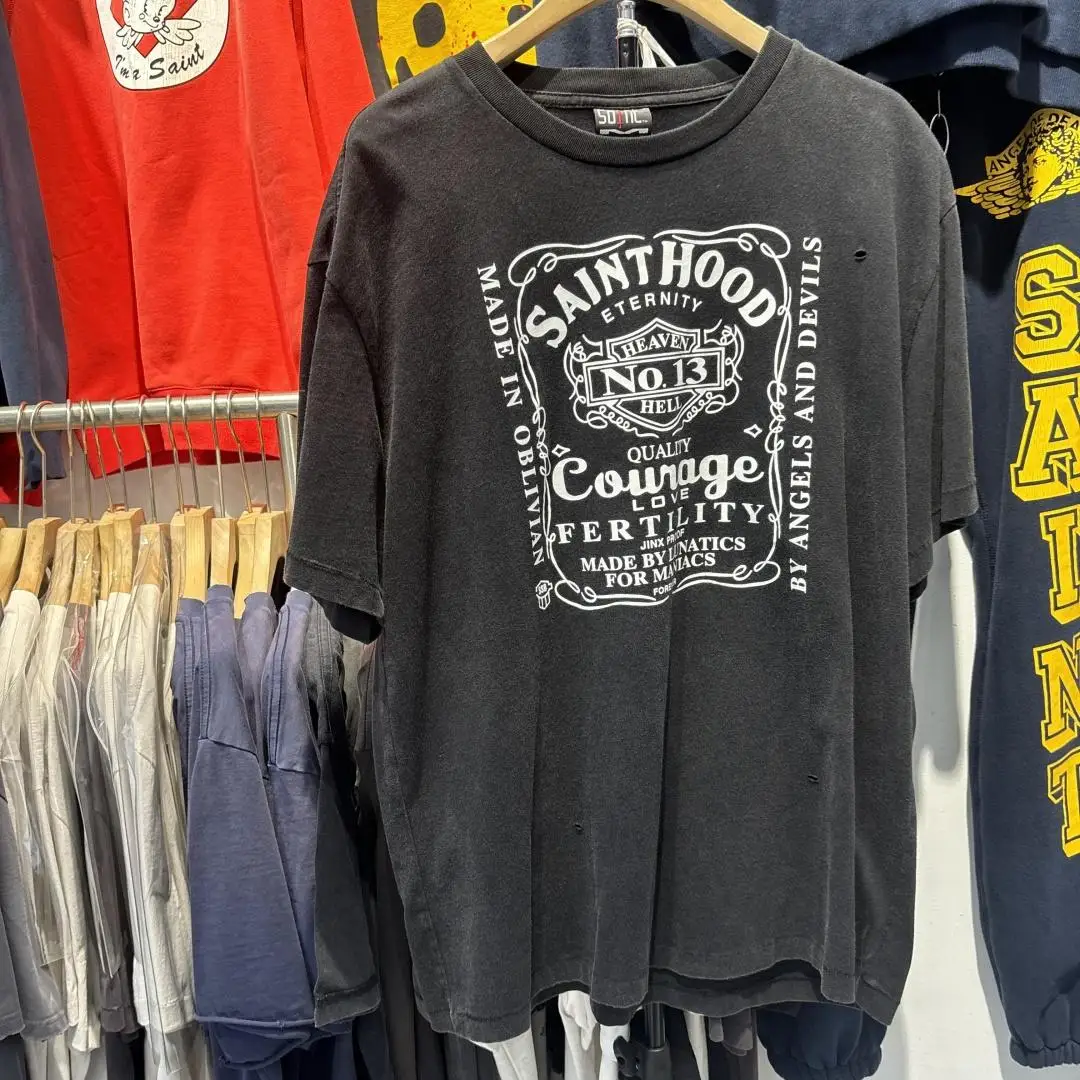Retro Washed American High Street Short Sleeve T-Shirt Men's Youth Casual Breathable round Neck Print Tee Summer Fashion