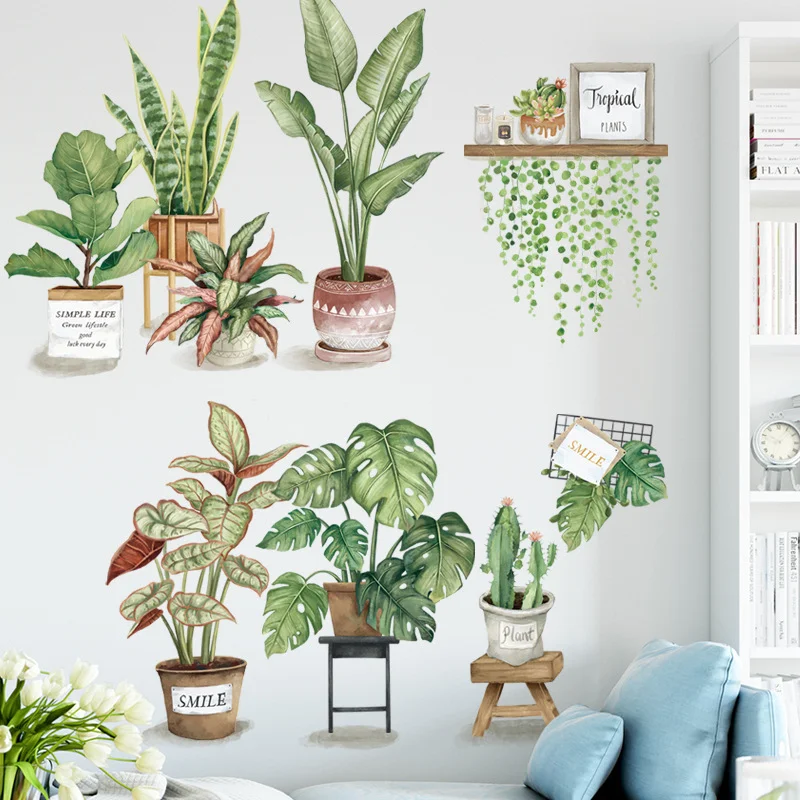 水彩画のトロピカルグリーン植物ウォールステッカー、モンステラ - Monstera Thai Constellation のレビューと価格
