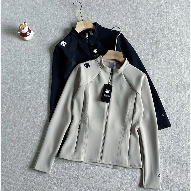 DESCENTE Solid Color Training Jacket Stand Collar Long Sleeve Jacket 2026 Autumn Fashion Women's New Style