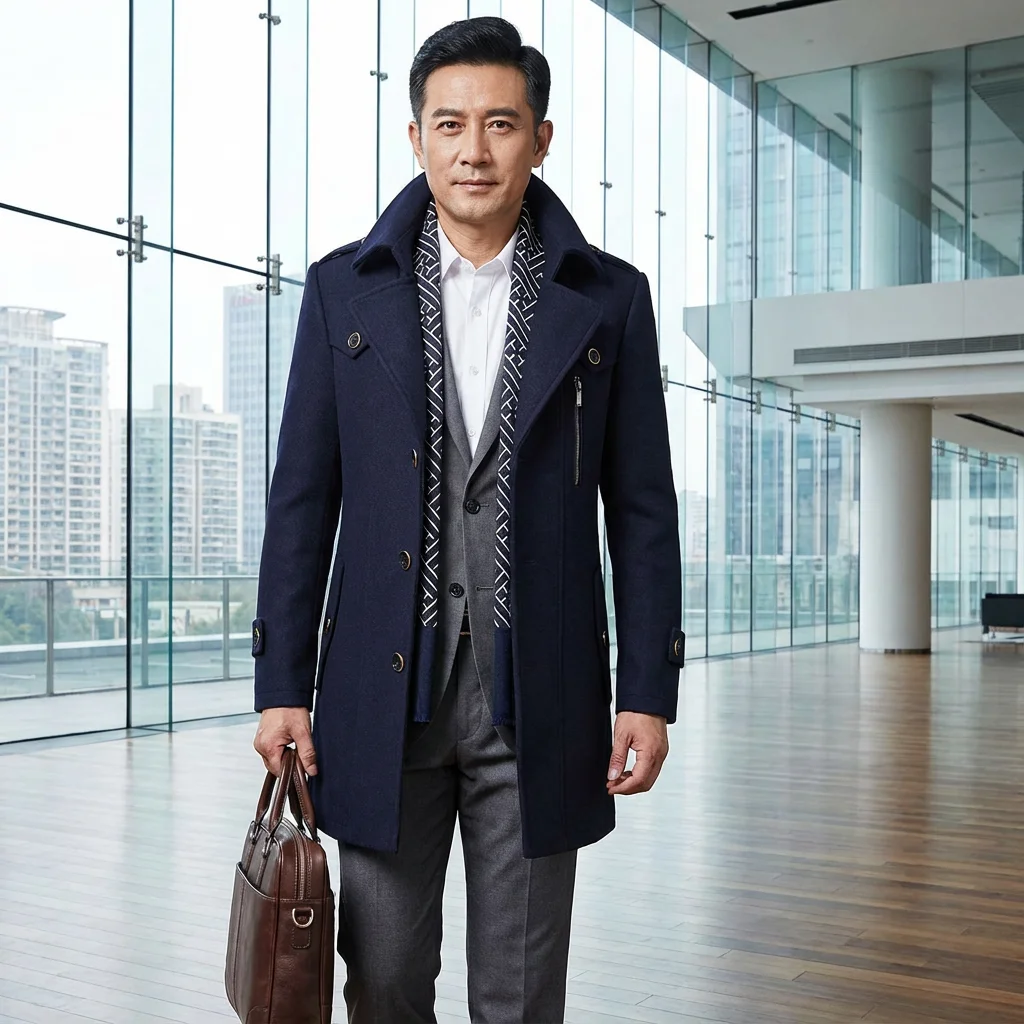 

Мужской шерстяной плащ азиатского размера 5XL с шарфовым воротником, мужское утепленное зимнее пальто, деловые повседневные куртки для мужчин