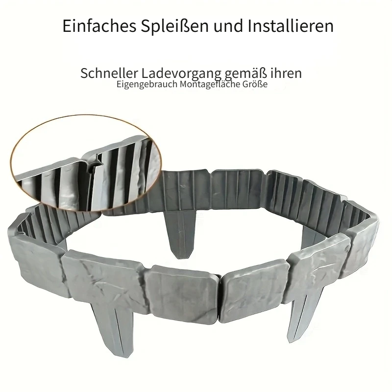 20 Stück Rasenkante Garten, flexible Beeteinfassung aus Kunststoff mit Erdspießen, Beetumrandung für Rasen, Blumenbeete und Gartenwege, Grau