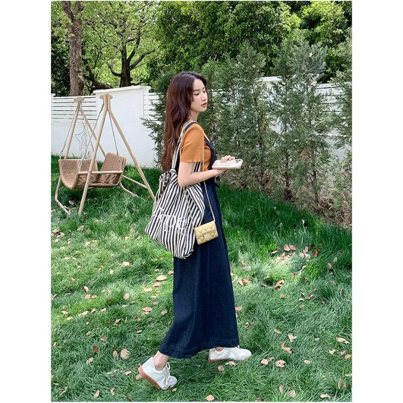 2025 جديد الدنيم الحمالات المرأة رقيقة عادية الحد من العمر فضفاض التخسيس مزاجه بنطال ذو قصة أرجل واسعة #4