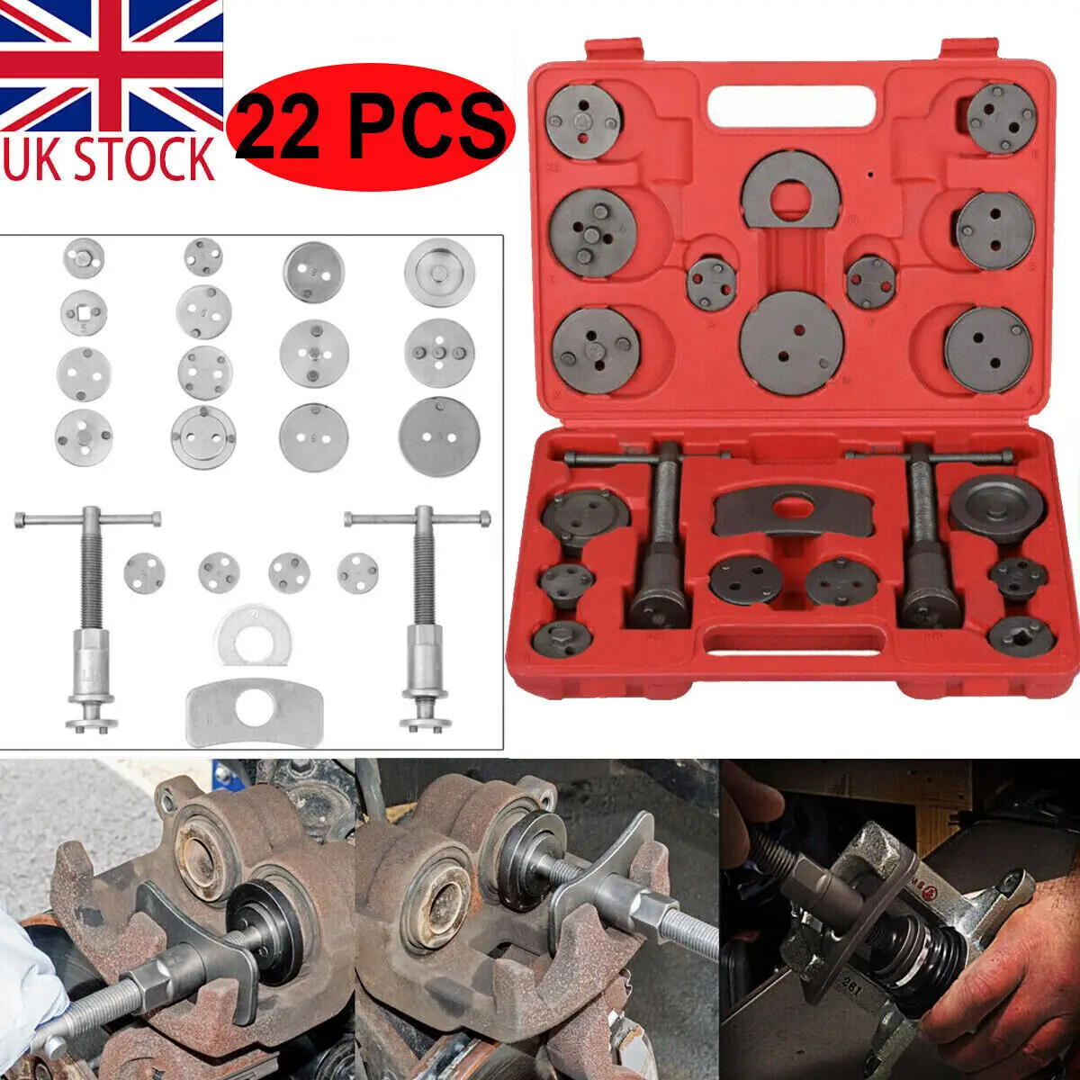 22 Piece Piston Compressor Tool Kit Set Universal Automotive Disc Brake Caliper Rewind Brake for Automotive Garage Repair Tools