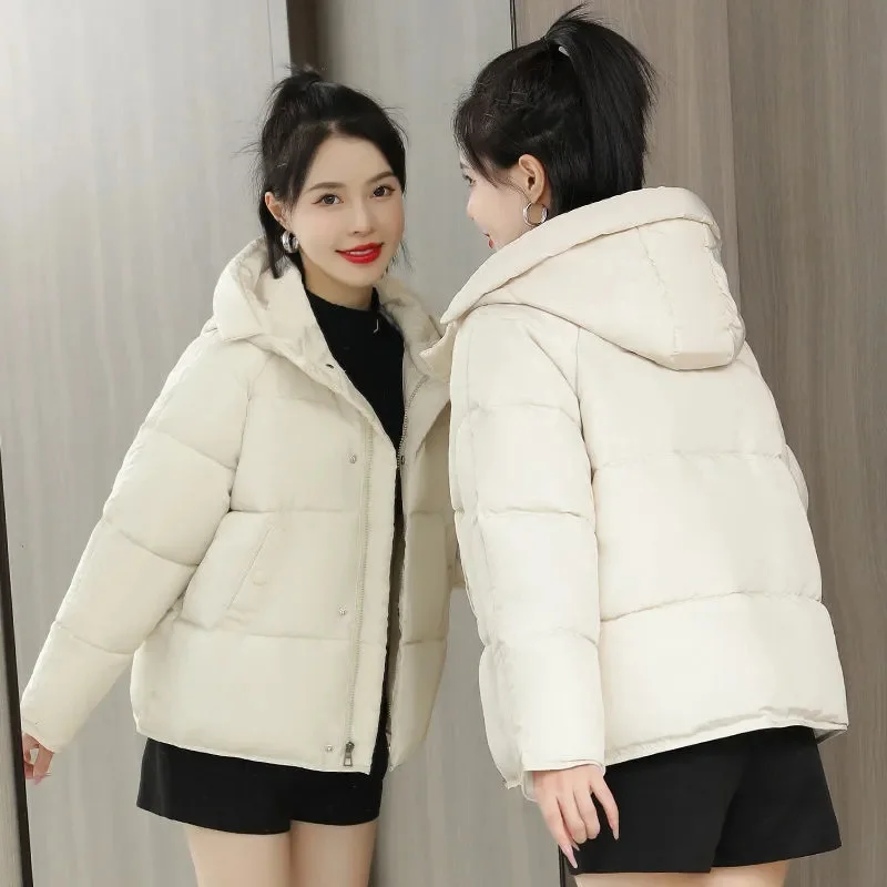 Winter Jacket Women Coat 2023 New Parkas Short Hooded Casual Overcoat Warm Cotton Padded Jacket Parka Female Jacket Outwear