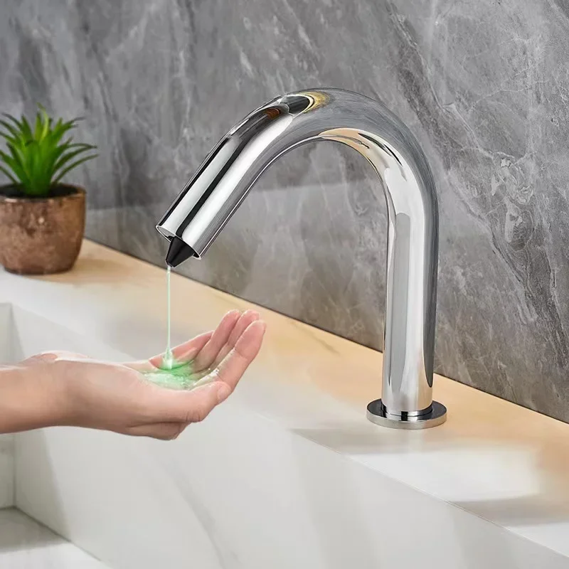 Touchless automatic soap dispenser with foam and liquid dispensing option, ideal for hotel, bathroom and kitchen countertop