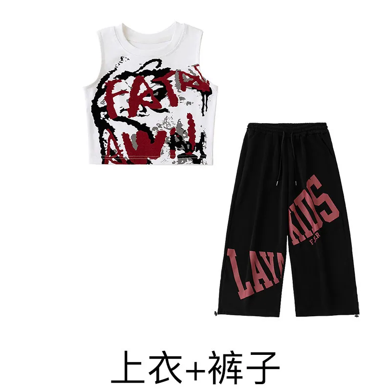 

Girls Jazz Dance Costume Kids Street Wear Children Ballroom Performance Suit K-pop Outfit Hip Hop Clothes Set