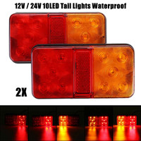 2PCS 12V 24V 10 LED Tail Light Taillight Turn Signal Indicator Stop Lamp Rear Brake Light for Car Truck Trailer Caravan