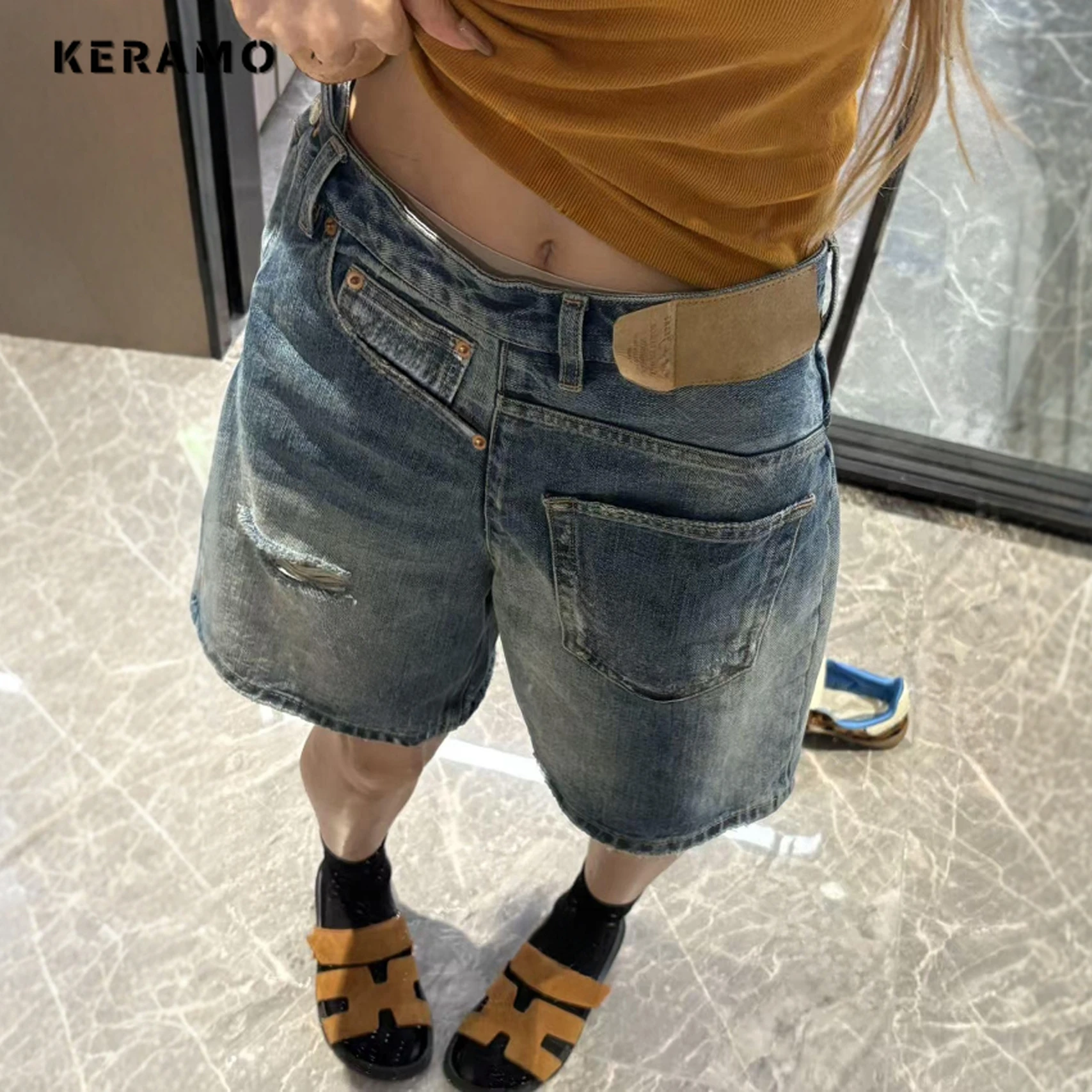 

Y2K Эклектические рваные джинсовые шорты в стиле гранж, ретро, высокая талия, уличные джинсы 2000-х годов, женские винтажные повседневные шорты с повреждениями 2000-х годов, эмо-шорты