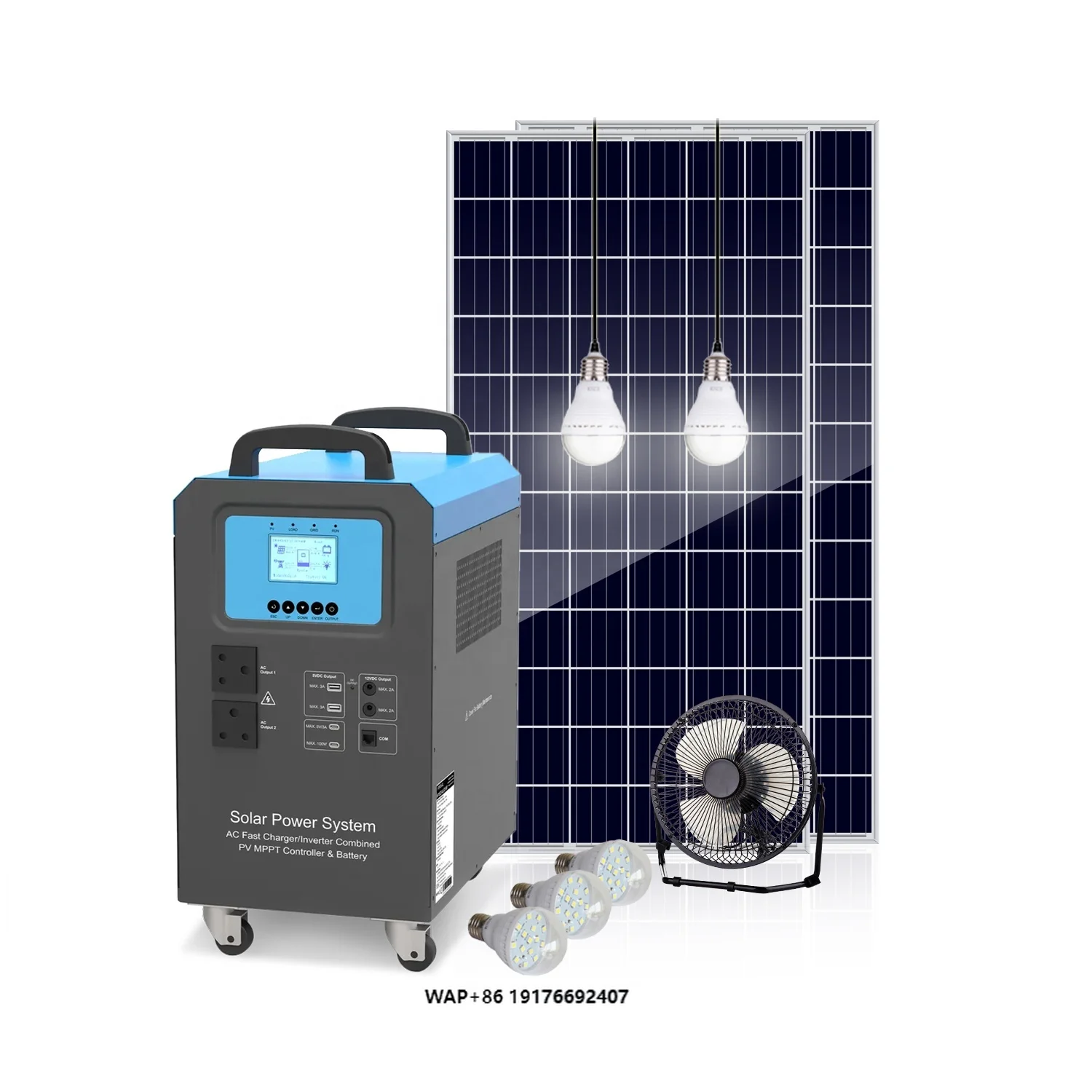 

Home Use Portable 1500W MPPT Solar Generator 2 Units Solar Panel Lithium Battery Off-grid Solar Power System Ground Mounting