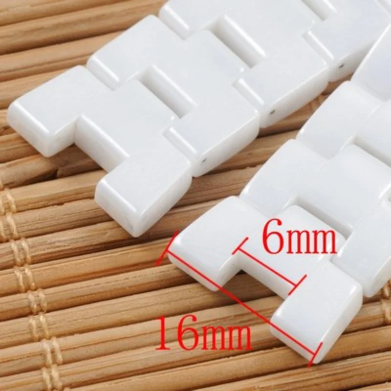 Uhgbsd Preto E Branco Cerâmica Watch Band Concave 16*6mm 18*7mm para pulseira de relógio de casal