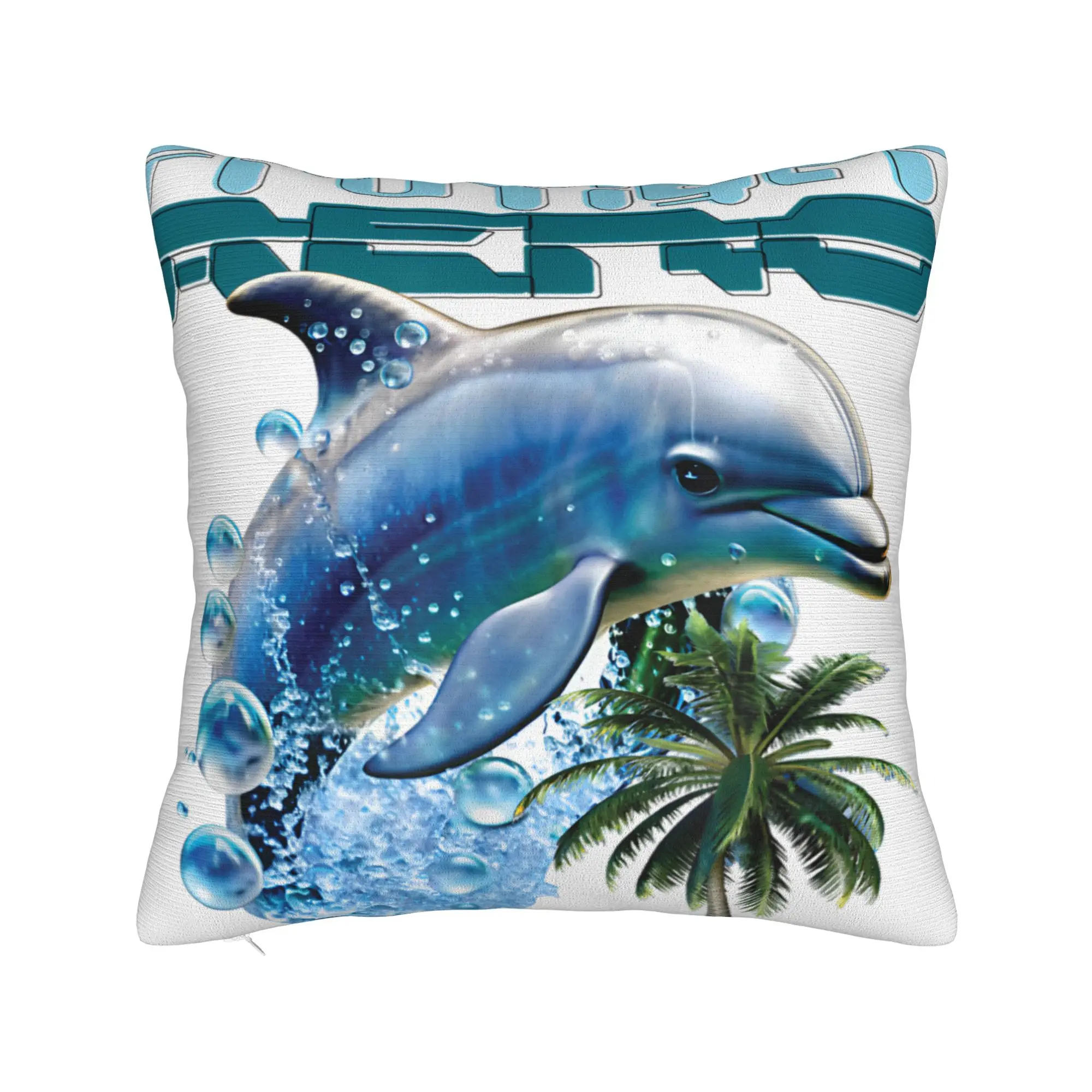 Frutiger Aero Square Pillow Case Splashy Dolphin Y2k Aesthetic Cushion Cover Custom Decorative Pillowcase for Home 40*40cm