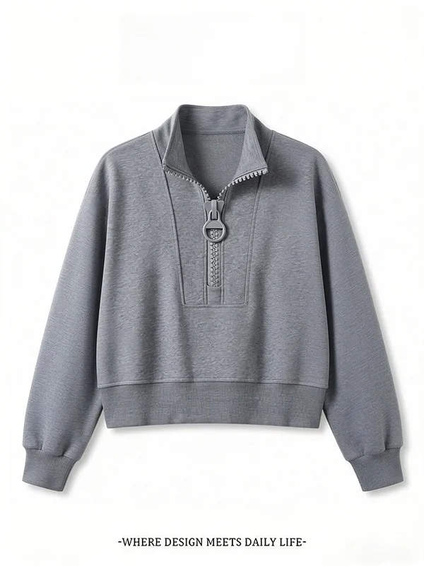 

Модная женская толстовка в корейском стиле с отложным воротником на молнии, весна-осень, новинка, популярная модель малого размера