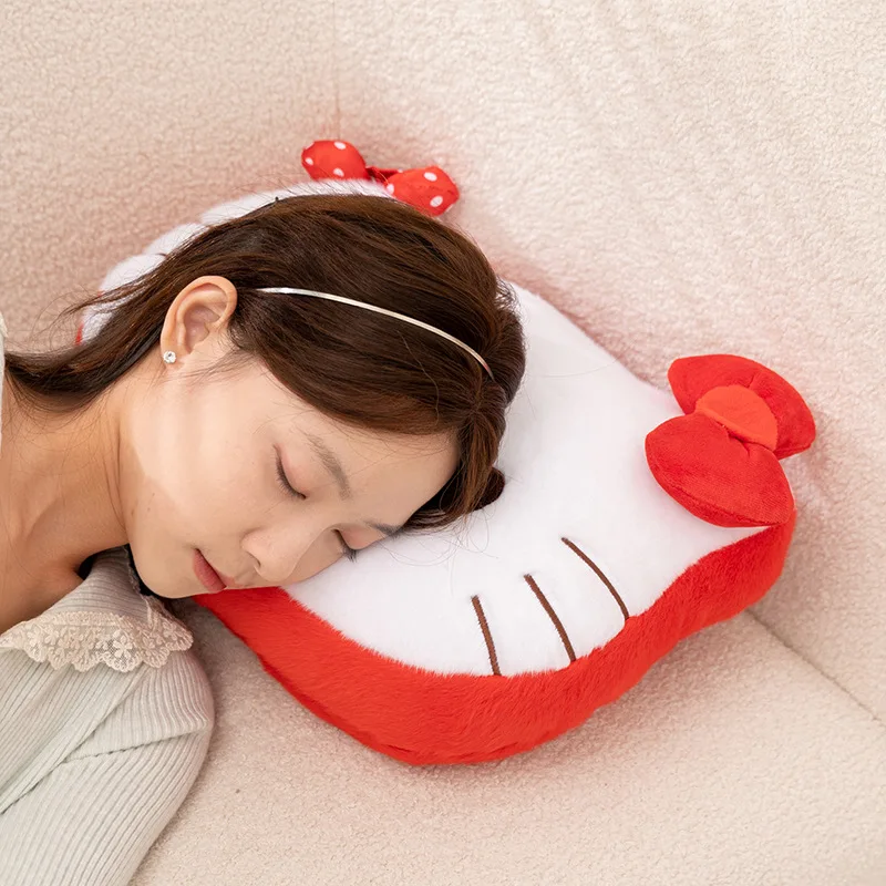 アニメハローキティ漫画コーラルベルベット枕とブランケット、かわいい車用スローブランケット、かわいい厚いソファブランケット、ホリデーギフト