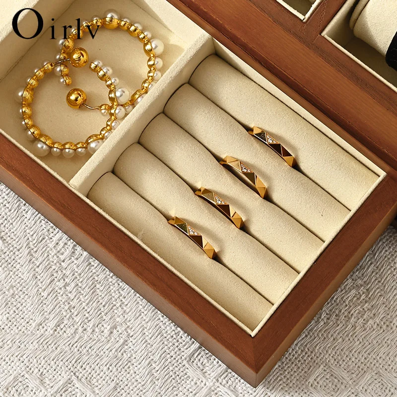 Oirlv 6 Grild Solid Wooden Watch Box Double-layer Drawer Jewelry Display Box Watch Storage Box Watch Organizer Case