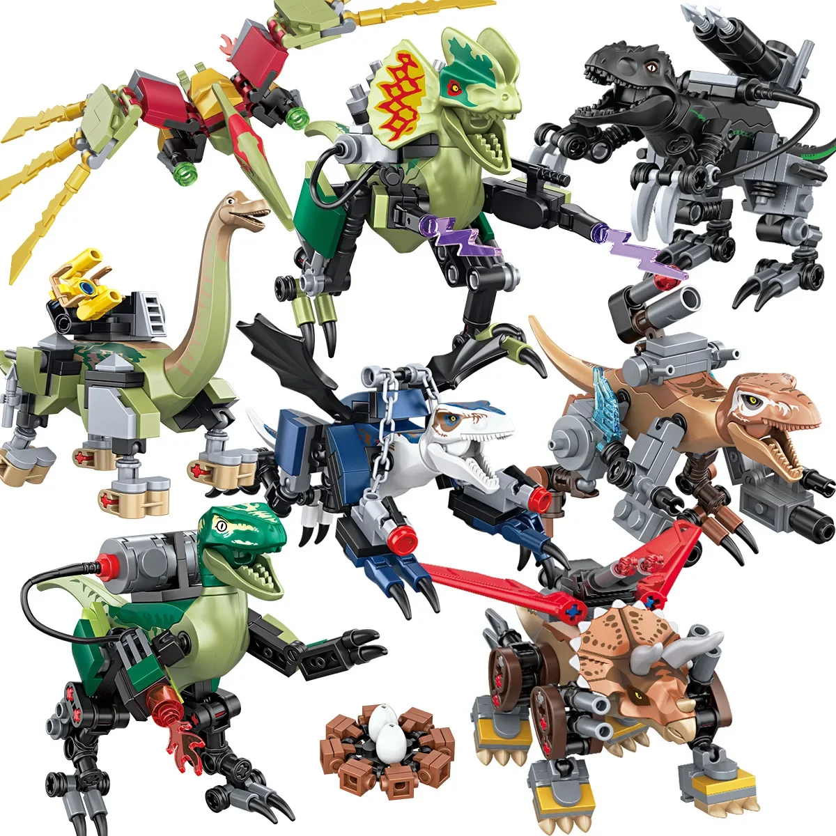 Tyrannosaurus Jurassic War Mecha Model Building Blocks City Dinosaur Robot Park Brick Figures Toys Children Boys Gift