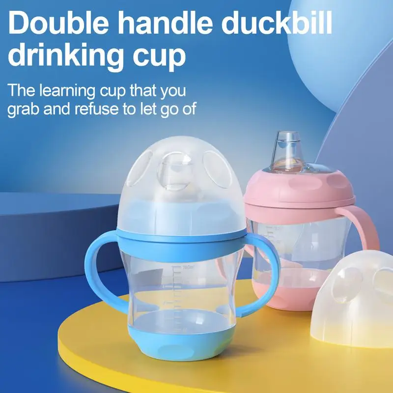 Cangkir Sippy dengan pegangan 160ml, cangkir minum silikon balita bertutup ergonomis pegangan botol cerat aman untuk mesin cuci piring