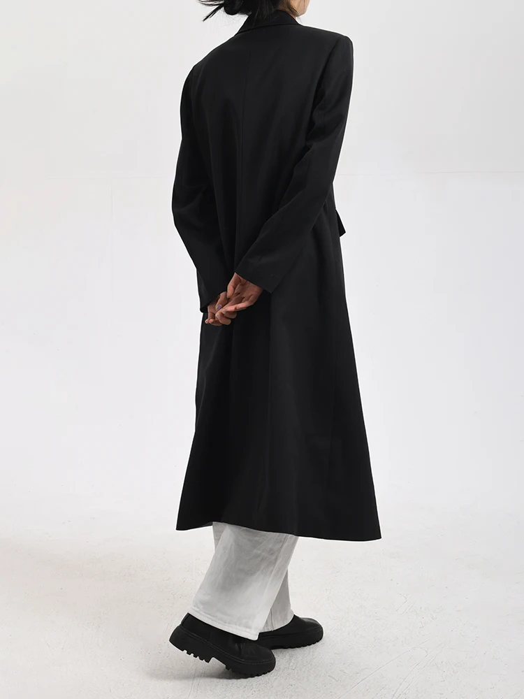 LANMREM-gabardina empalmada de diseñador de moda para mujer, cortavientos de un solo pecho con contraste de Color, novedad de primavera 2024, 26D8104