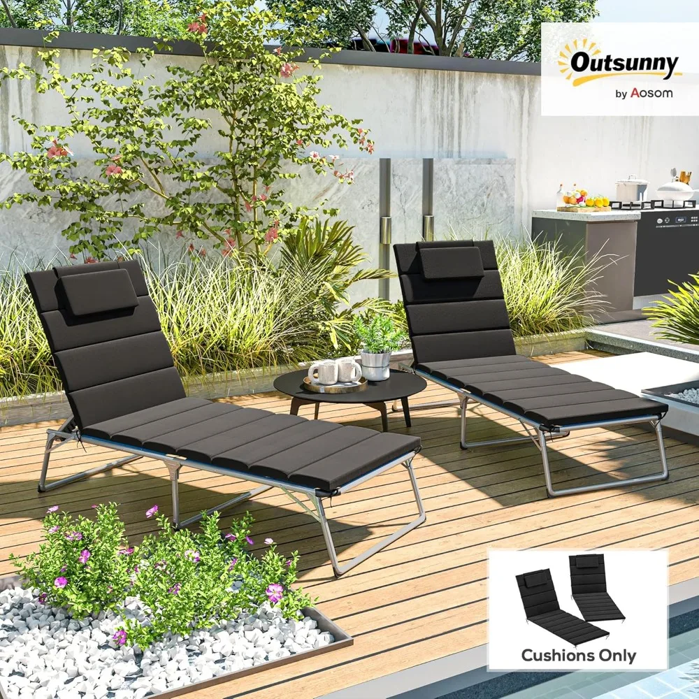 طقم وسائد كرسي للاستراحة الخارجية مكونة من قطعتين، مقاس 80 × 26 بوصة بعامل حماية من الأشعة فوق البنفسجية 50+ مقاومة للبهتان، وسائد كرسي للفناء قابلة للطي #1