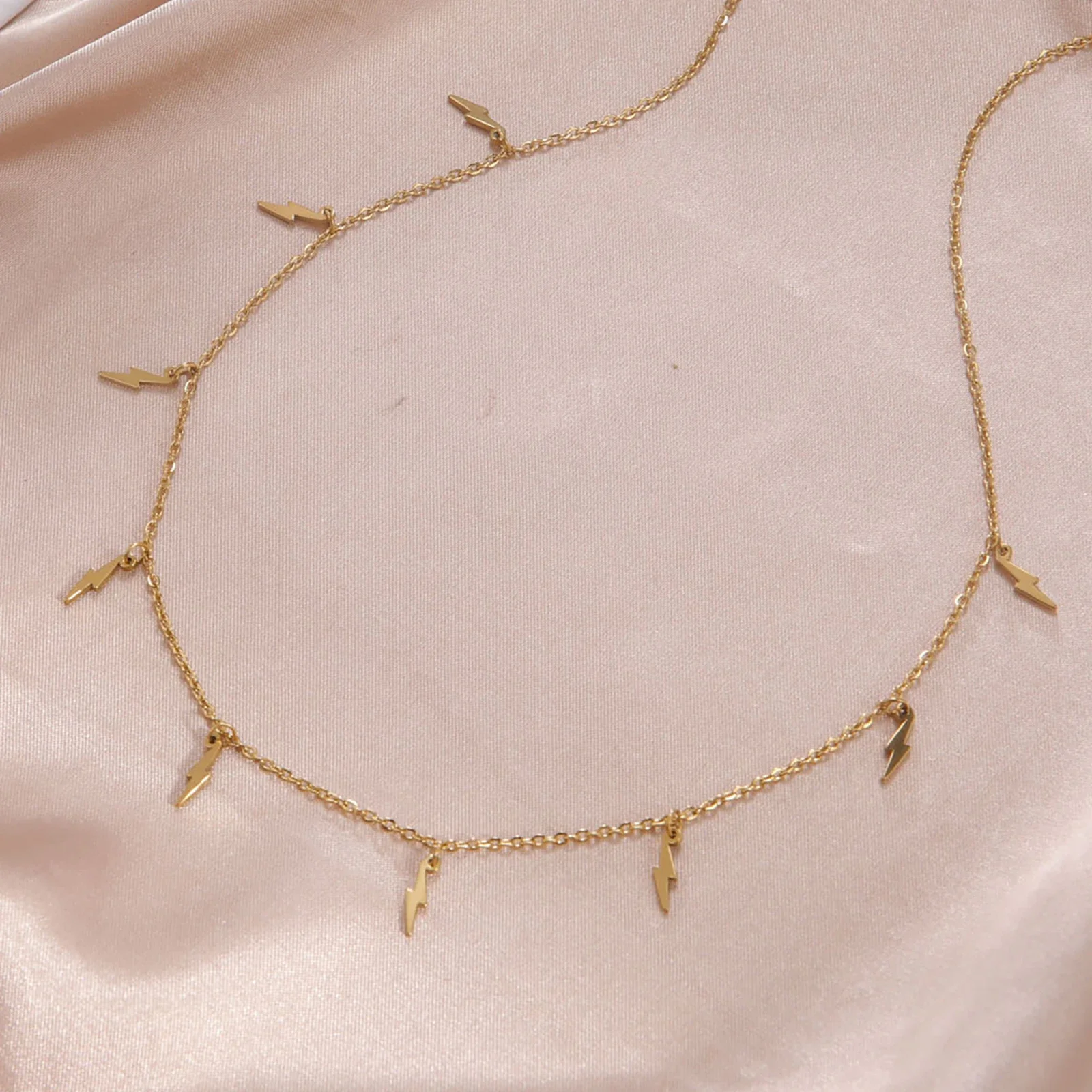 Skyrim Lightning Charm Necklaces Choker Women Stainless Steel Gold Color Clavicle Chain Jewelry 2026 Mother's Day Gift New In