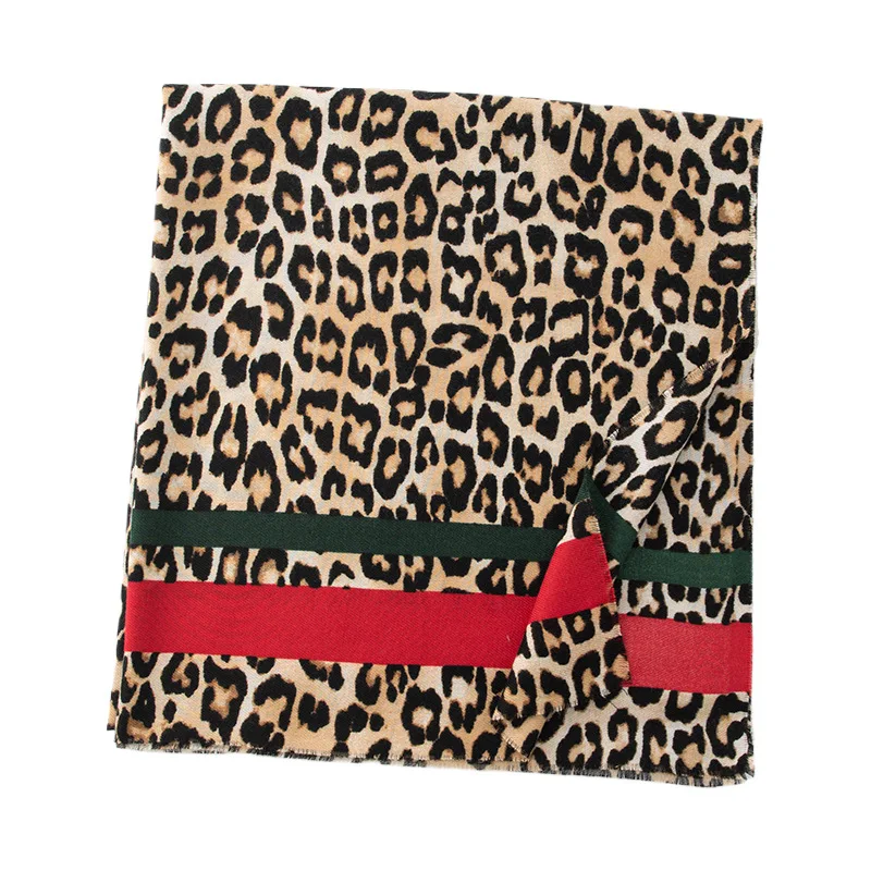 Fashion Leopard Print Scarf for Women Autumn Winter Retro Soft Imitation Cashmere Warm  Scarves Shawl Clothing Accessories Gift