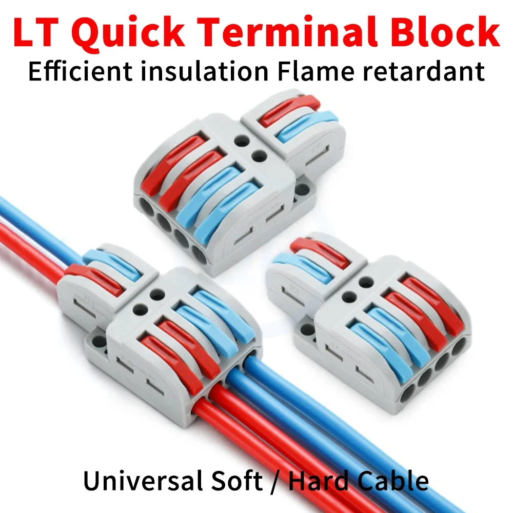 (5 pcs) LT-422 LT623 LT2-8 Rapid Hard and Flex Terminals 2 in 4 out 2 in 6 out 2 in 8 out Connectors Wiring Clips