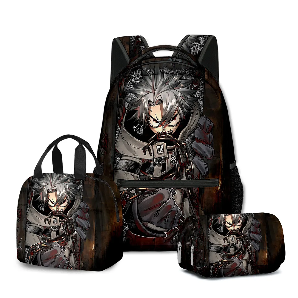 

Classic Popular Novelty Gachiakuta 3D Printed 3pcs/Set student School Bags Travel Notebook Backpack Lunch bag Pencil Case