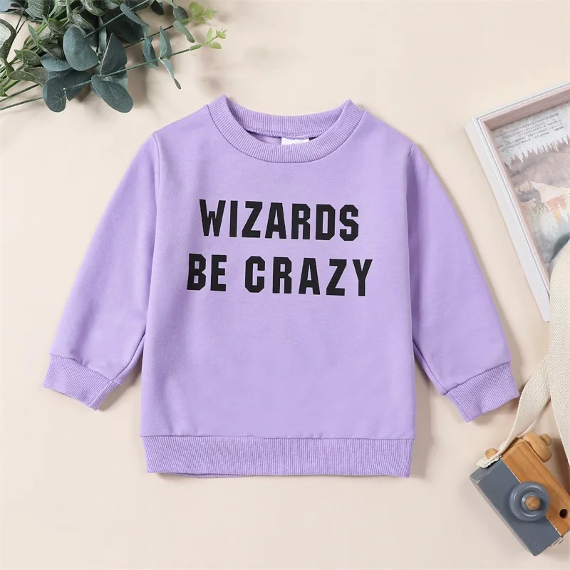 

Kids Halloween Costume Sweatshirt Letter Print Long Sleeve Round Neck Pullover Loose Fit Top for Toddler Boy Girl