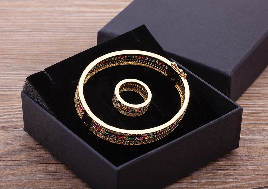 Nidin Exquisites modisches Armband und Ring, 2-teilig, klassisches Bankett, Hochzeit, Party, Schmucksets, Geburtstagsgeschenk, Accessoires-Design – Detail 2