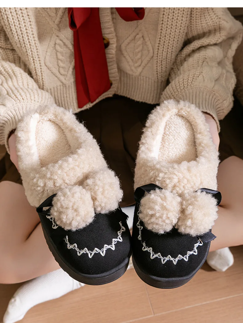 2026 Neue Damen-Plüsch-Winterstiefel - Niedliche Hausschuhe mit Dicker Sohle, Rutschfeste Fleece-Gefütterte Hausschuhe mit Warmem Flauschigem Innenfutter – Detail 17