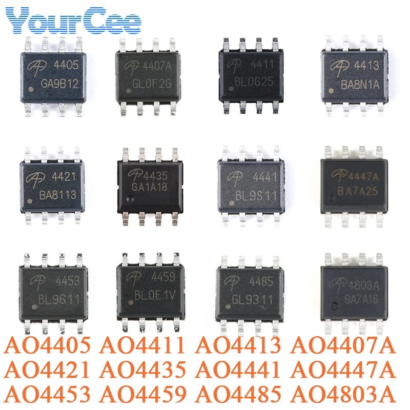 20pcs/5pcs AO4407A SOIC-8 4407A P-channel -30V/-12A SMD MOSFET Field Effect Transistor Chip AO4405AO4411 AO4413 AO4421 AO4435