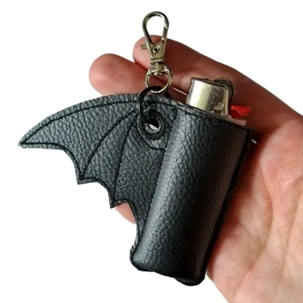 Portable Punk Style Bat Lip Balm Holder PU Leather Gift Lighter Protective Cover Anti Lost Protective Case