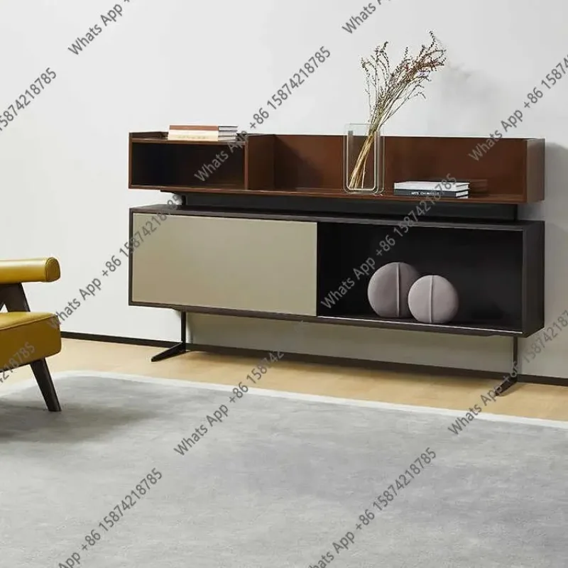 

Rr High-end Custom Italian Minimalist Living Room Storage Dining Side Cabinet Modern Light Luxury Solid Wood Dining Wine Cabinet