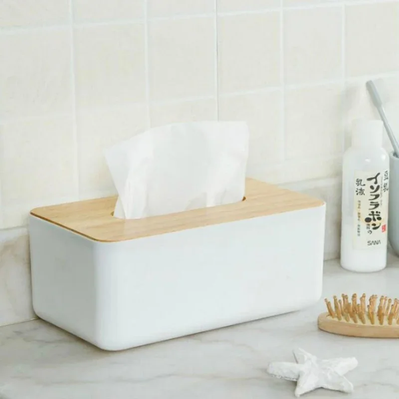 Tissue Box Wooden Cover Toilet Paper Box Solid Wood Napkin Holder Case Simple Stylish Home Car Tissue Paper Dispenser