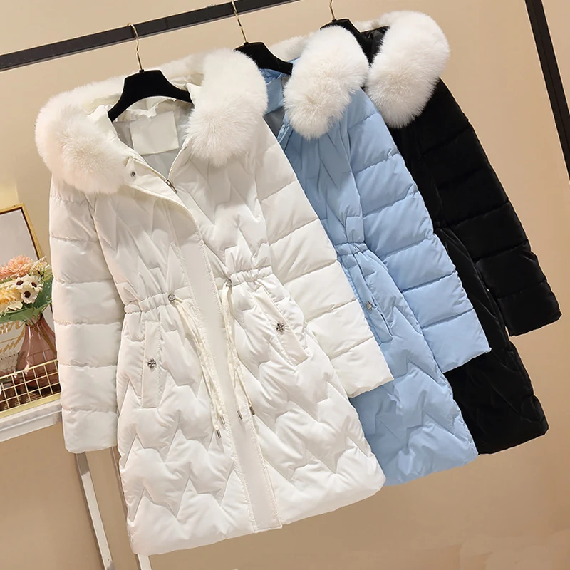 

Thiened down Jaet Women's 2025 Winter New Sle Waist-Cinching Mid-Length Cotton Coat Warm Cotton Clothes