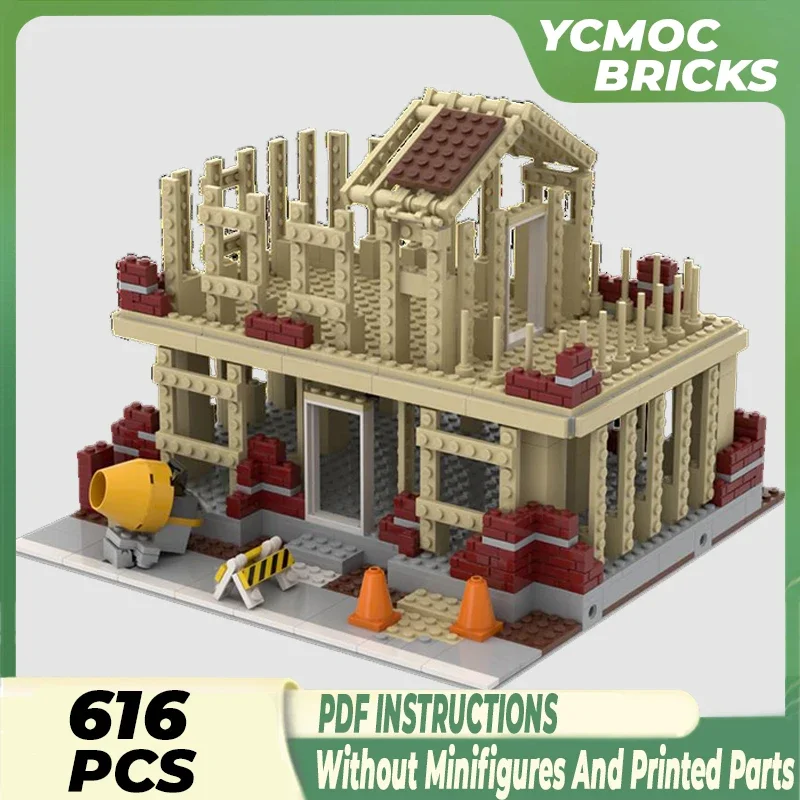 Moc Building Blocks Street View Model The House Being Built Technical Bricks DIY Assembly Famous Toys For Childr Holiday Gifts