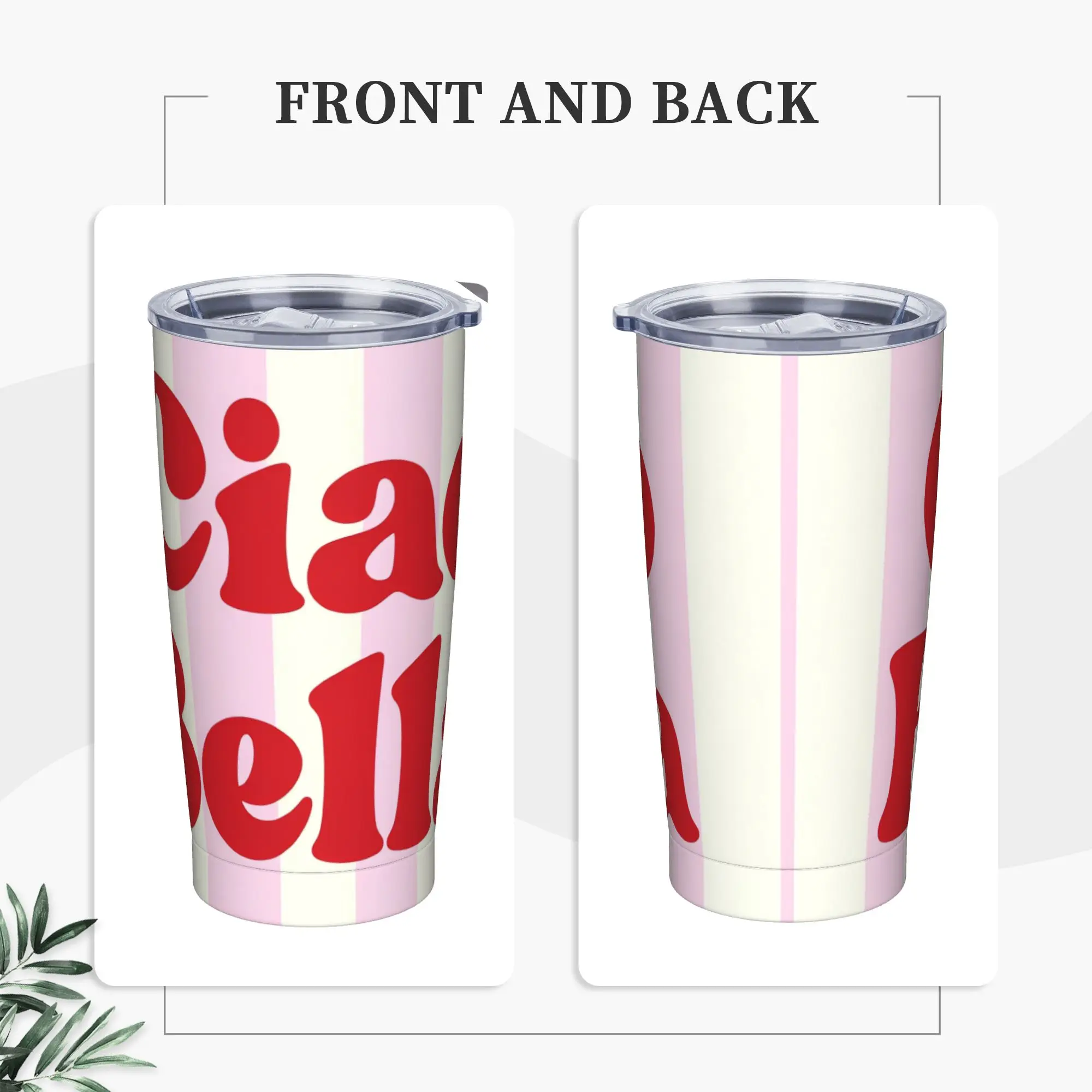Stainless Steel Tumbler Ciao Bella Art Design Coffee Mug  Leakproof Hot Drinks Driving Water Bottle
