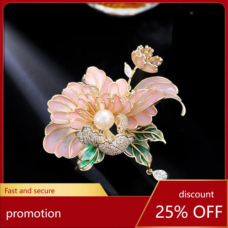 

ZML women's brooch with natural freshwater pearls, high-end coat pin accessory