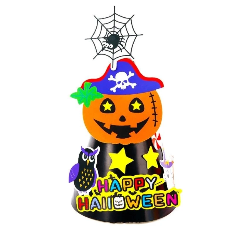 Y4QA Children’s DIY Paper Hat Halloween Handcrafts for Creative Craft Material Toddler Boy Girl Halloween Costume