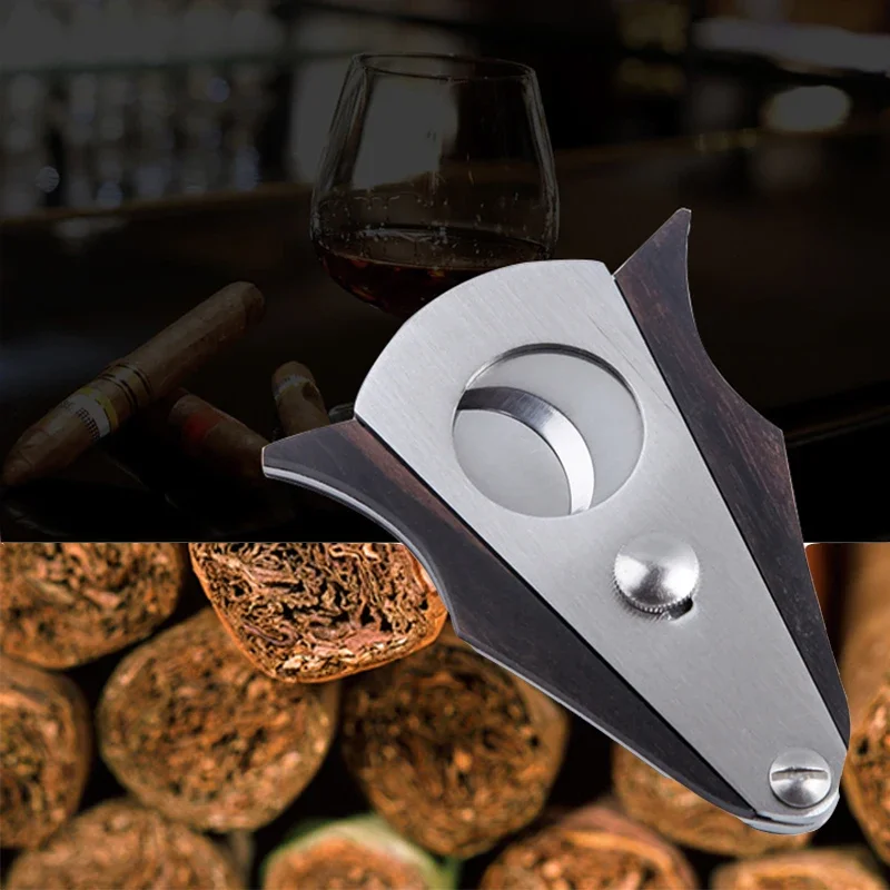 Creative Wooden Cigar Cutter Scissors Stainless Steel Sharp Blade Knife Cigar Puncher Guillotine Smoking Cigar Cutting Tool