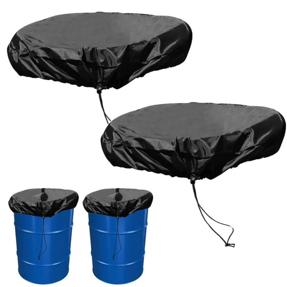 55 Gallon Drum Cover with Stretchable Adjustable Drawstring Fit Most Water Barrel and Trash Can Waterproof Rain Barrel Cover