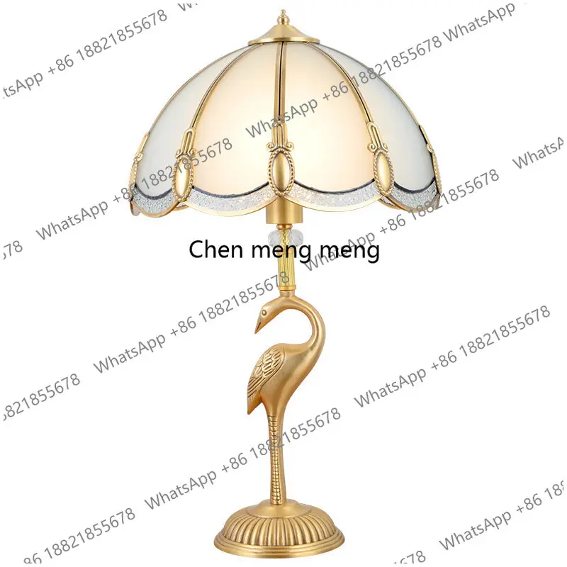 

All-copper American French retro bedside table lamp Master bedroom Living room Nordic creative lamps