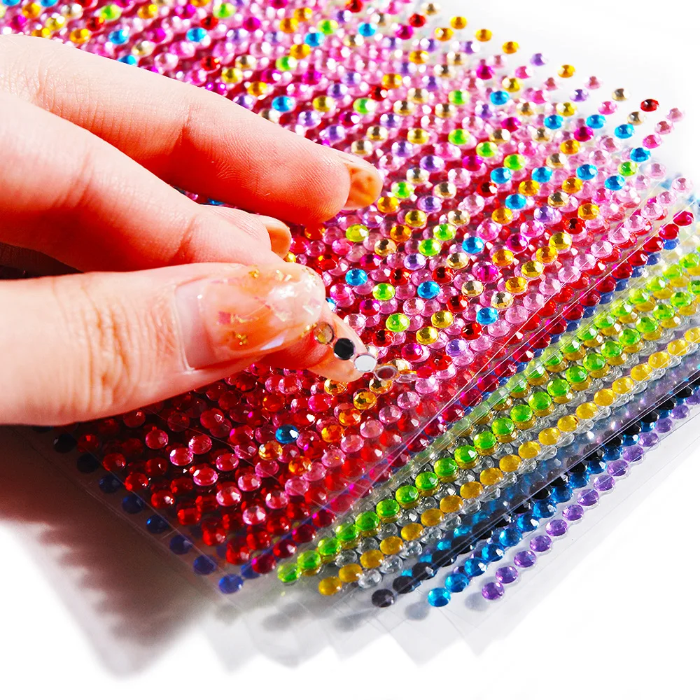 Self-adhesive Acrylic Rhinestones Sticker for Phone Car Art Craft Decals Scrapbook Diamond Decoration Stickers 3mm