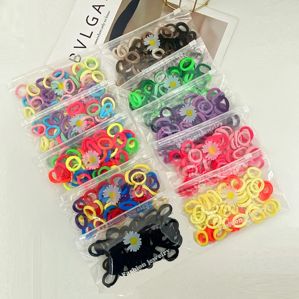 

50pcs/Bag Elastic Hair Band Children Head Rope Colorful Nylon Headband Kids Ponytail Hold Rubber Bands Hair Accessory For Girls