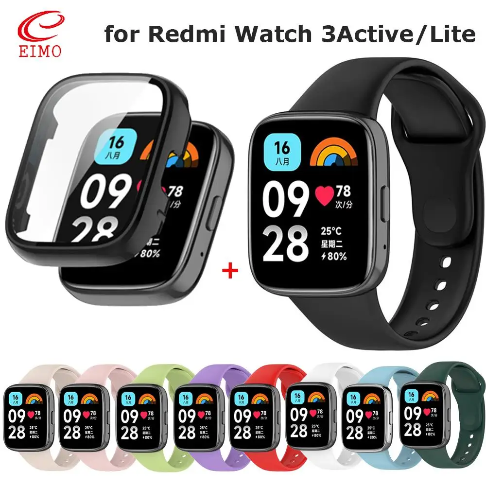 Silicone Strap+Case for Xiaomi Redmi Watch 3 Active band watchband Accessories Sport Bracelet For Redmi watch3 Active/Lite Case