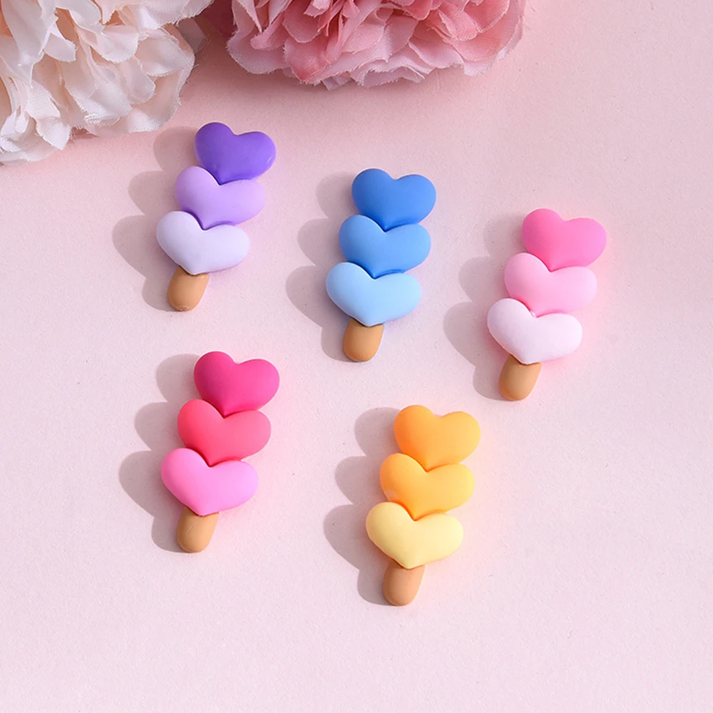 10PCS Heart Lollipop Series Resin Flat Back Cabochons For Hairpin Scrapbooking DIY Jewelry Craft Decoration Accessories