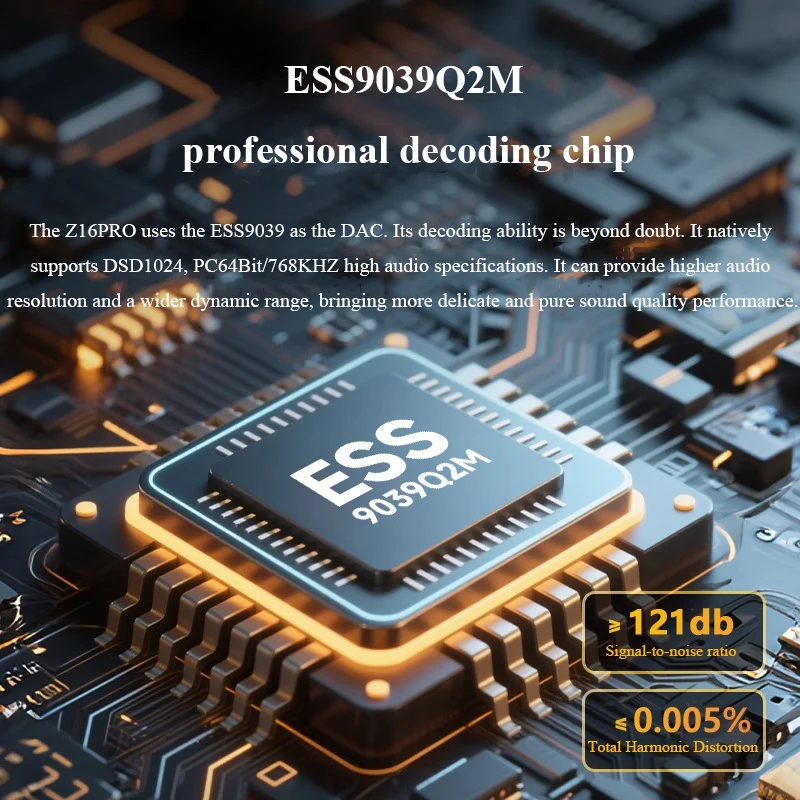 مشغل HIFI MP3 ES9039Q2M DAC DSD1024 64BIT 768KHZ فك تشفير بدون فقدان اتجاهين بتقنية Bluetooth APTX Dual ES9063 Op - رقائق Amp
