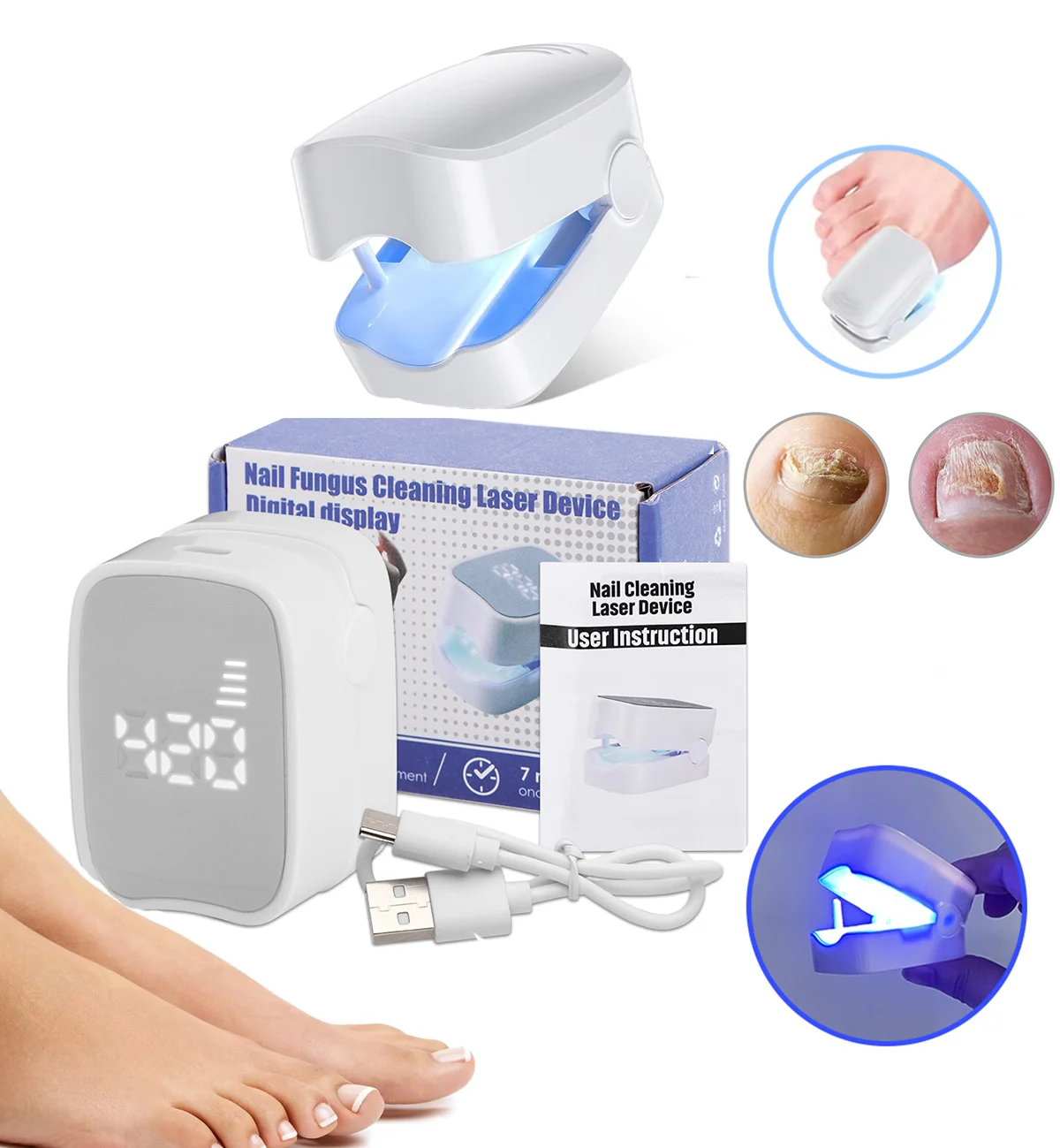 Nail Fungus Laser Treatment Device Repair Toenail Fingernail Fungus Treat Onychomycosis Laser Nails with Mushrooms Relaxation