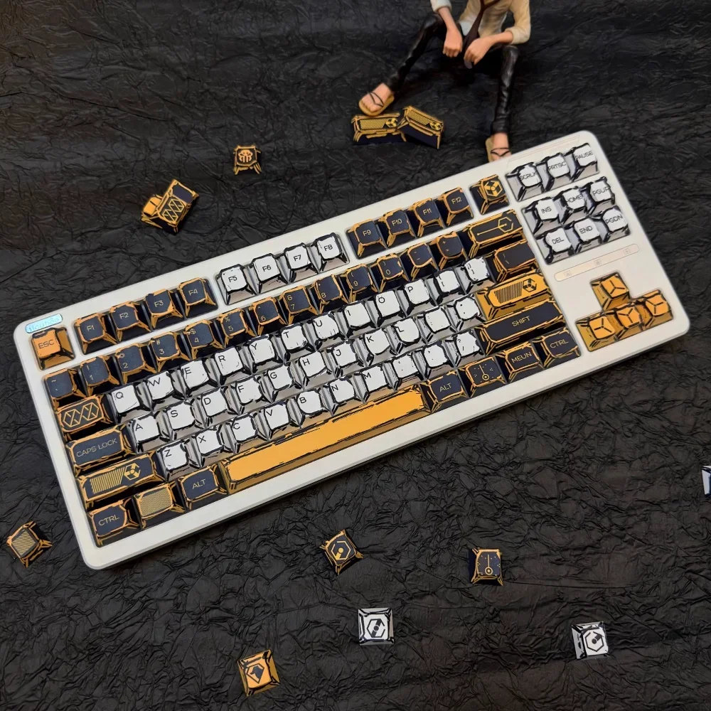 GEFENSI Manga Virtual War PBT Cherry Keycap Colored Keycaps 126 Keys For MAD 60 68 Magnetic Keyboard Gaming Mechanical Keyboards
