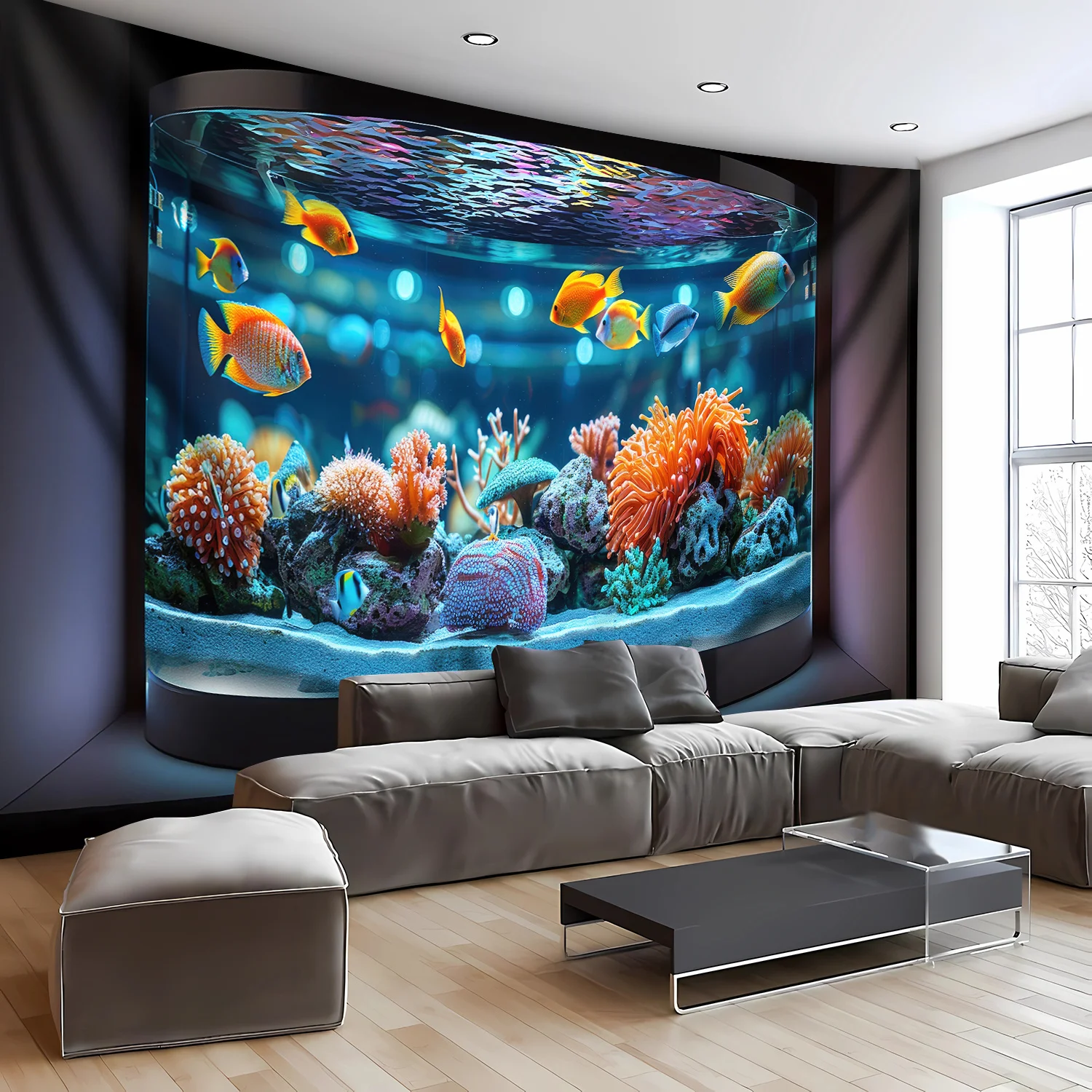 Aquarium coral landscape Digital printing polyester wall hanging tapestry decorative Living room bedrooms Office background gift